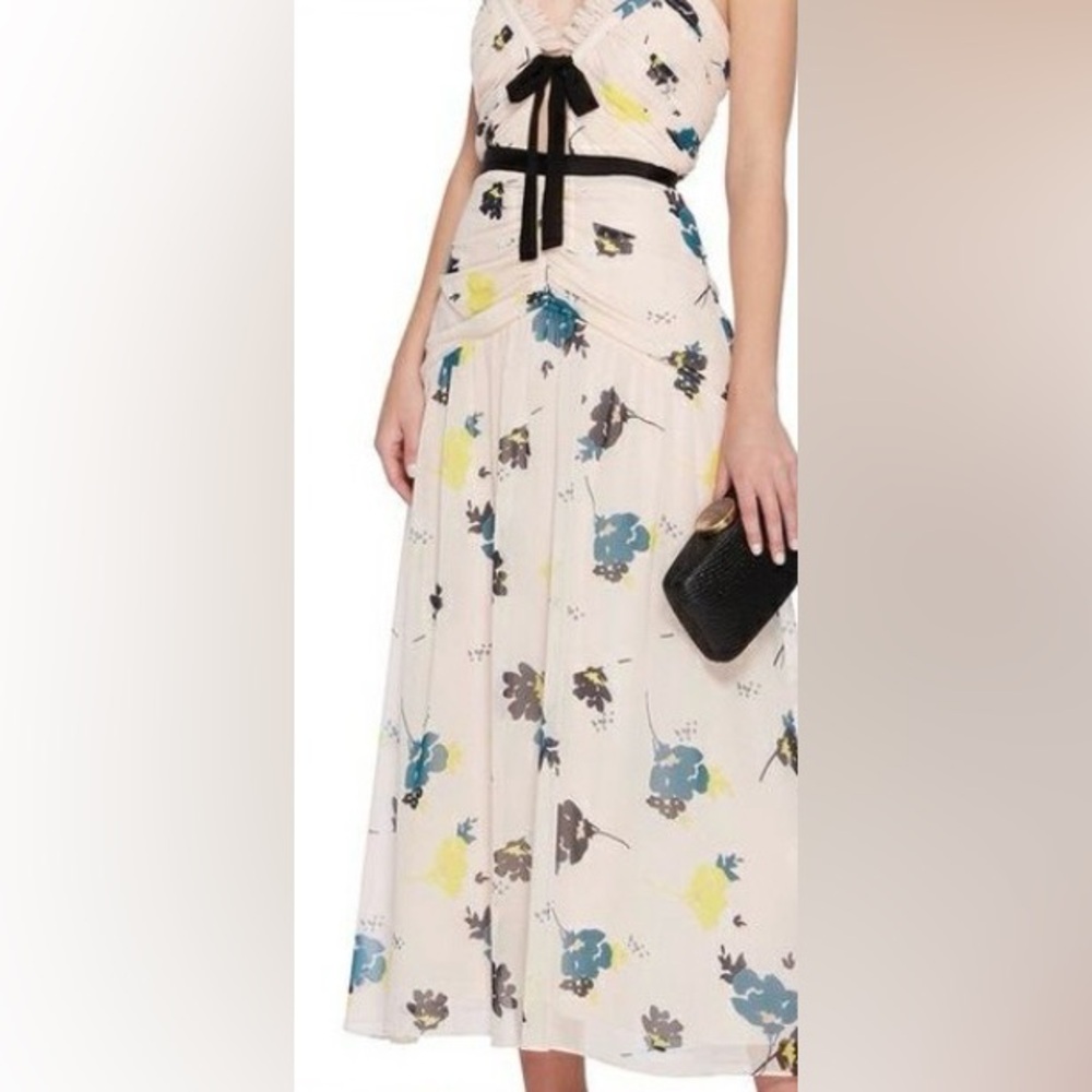 Self-Portrait Floral Ruched Midi Dress – Worn Once – Excellent Condition - Picture 4 of 16